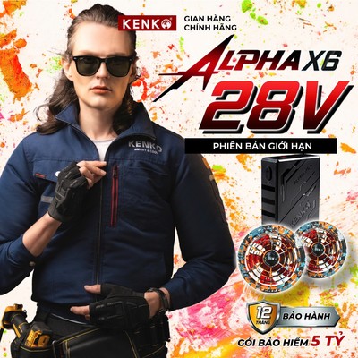 Áo điều hoà KENKO thời trang và pin quạt Alpha X6 28v phiên bản giới hạn màu sắc