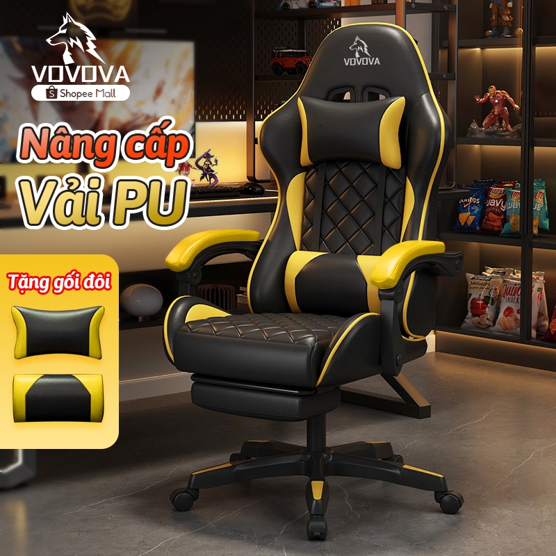 Ghế Gaming Da PU Công Thái Học Ngả Lưng Xoay 360 Cho Game Livestream Văn Phòng