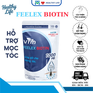  Viên uống VTM Feelex Biotin ngăn rụng tóc hỗ trợ mọc tóc Biotin gói 30 viên  30 Ngày  