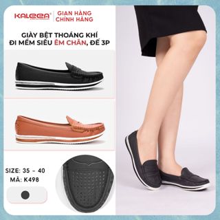 [SALE] Giày Bệt Nữ Mũi Tròn Moca Đế Bằng Cao 3cm Mũi Đục Lỗ Lazer Thoáng Khí - K498