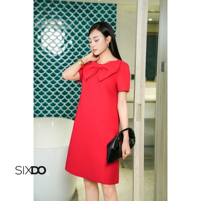 Đầm suông nơ cổ tay ngắn SIXDO (Woven Loose Dress)