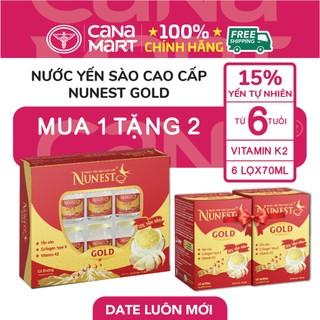   Combo 1hộp tặng 2lọ  Nước yến sào phục hồi sức khỏe cho người lớn Nunest 15% - 26% yến  70ml lọ  