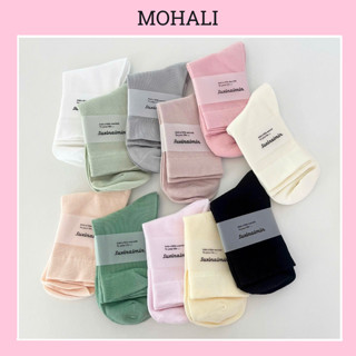 [LOẠI 1] Combo 5 tất vớ cao cổ DÀY DẶN màu pastel bo chun trơn mịn cao cấp kháng khuẩn thấm hút tốt MOHALISOCKS VC131