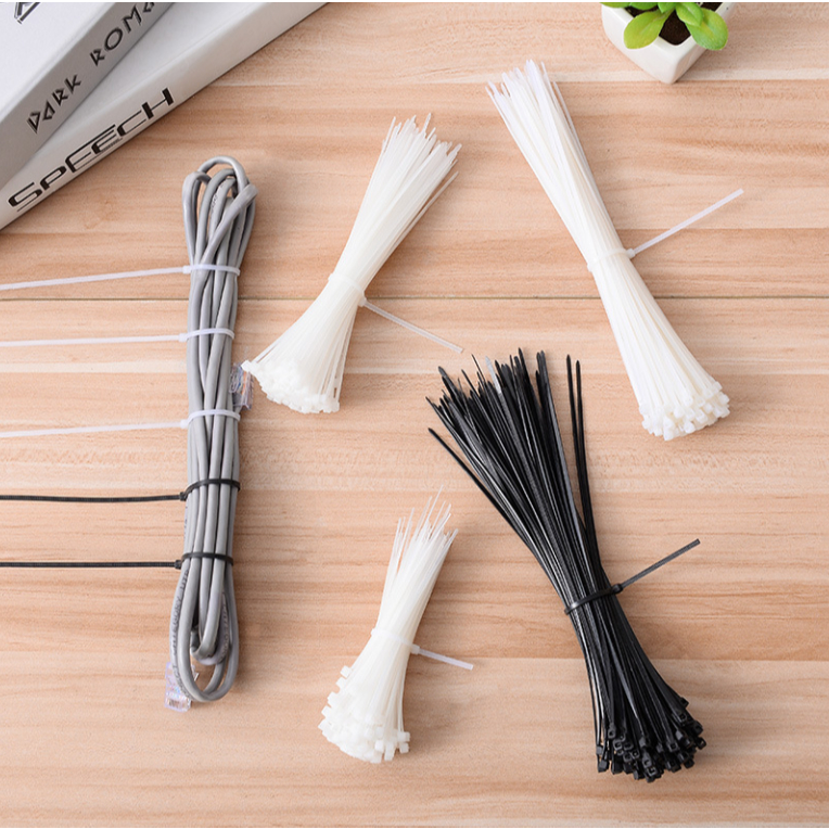 Bịch 100 Dây rút nhựa buộc cáp tự khóa chắc chắn, dây rút nhựa cố định dây điện