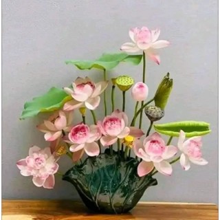 Bình hoa, lọ hoa decor dáng lá sen men ngọc gốm cao cấp Bát Tràng cắm sen, cắm, bình gốm cắm sen, bình gốm decor