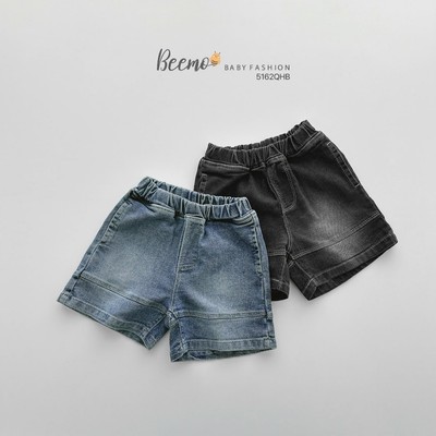 Quần short jean Beemo may chỉ nổi phối ống vải jean cho bé trai từ 9-25kg 5162QHB