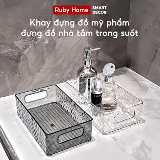 Khay Đựng Mỹ Phẩm Trong Suốt Vân Pha Lê Hộp Đựng Đồ Trang Điểm Đựng Văn Phòng Phẩm Để Bàn Đa Năng