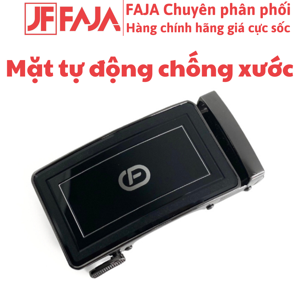 Mặt thắt lưng FTT Leather khóa tự động mặt kính vuông viền nhám màu đen sang trọng