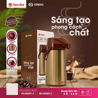 Phích nước Rạng Đông 3 lít - 3.5 lít, có cần bơm cao cấp, Bình thuỷ cafe giữ nhiệt, Model RD-3945 ST1.E & 3545 ST1.E