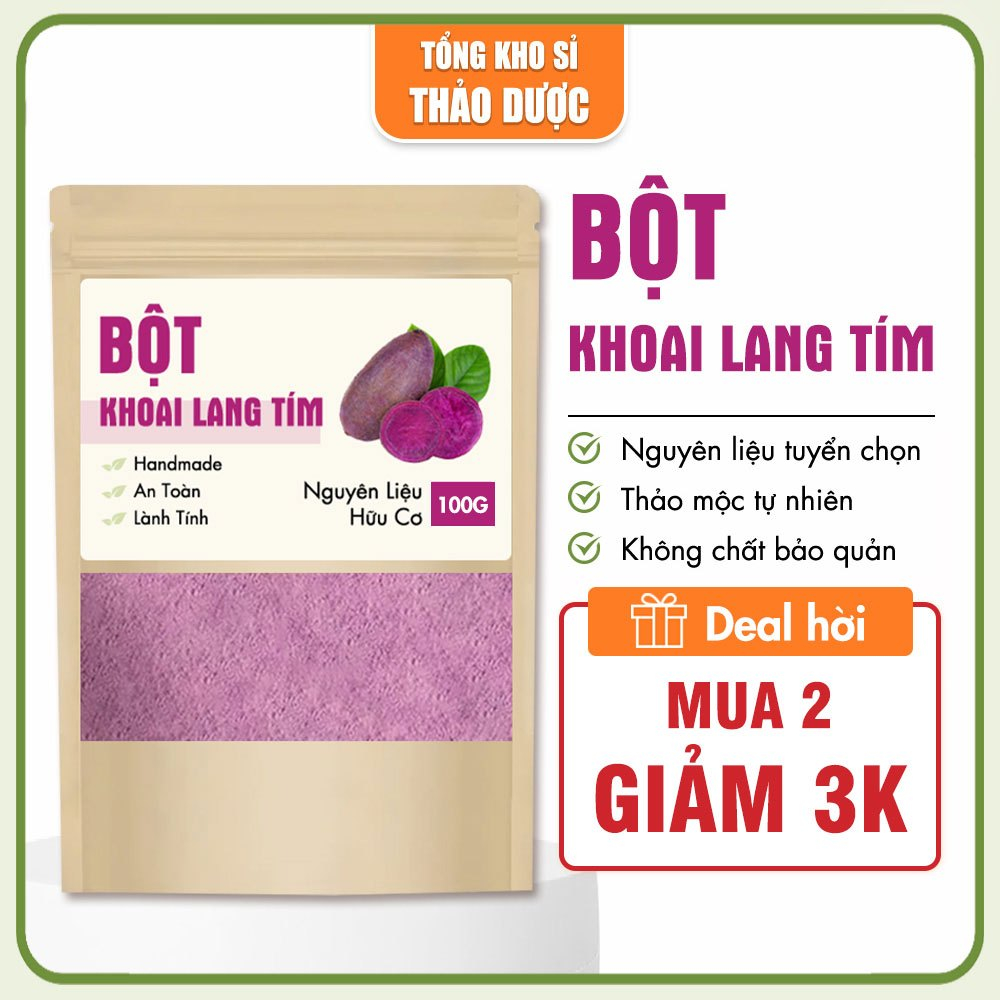 Bột khoai lang tím sấy lạnh 100g, bột rau củ tạo màu tự nhiên, làm bánh, nấu chè
