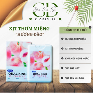 Xịt thơm miệng XTOY Oral King, hương hoa quả, thơm ngọt vị đào, miệng thơm cấp tốc, the mát