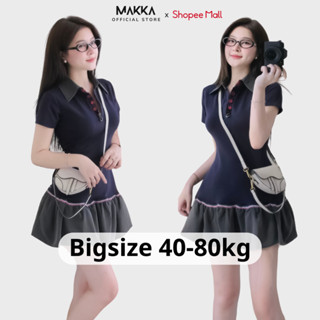 Đầm nữ thiết kế MAKKA váy cổ sơ mi cộc tay cúc đỏ đuôi váy xoè đính nơ tiểu thư 5340