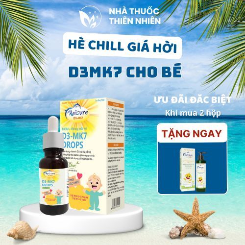 Vitamin D3 K2 Tinh Khiết Italia Avisure D3MK7 Hấp Thụ Canxi Tăng Chiều Cao Hiệu Quả Cho Bé