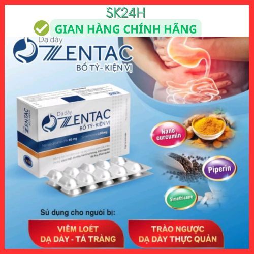 Viên uống dạ dày ZENTAC bổ tỳ, kiện vị giúp giảm triệu chứng viêm loét dạ dày tá tràng, trào ngược d