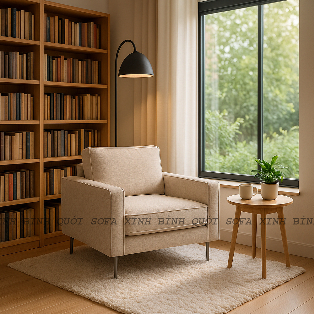 Ghế Đơn Thư Giãn Cho Phòng Đọc Sách - Kích thước Ngang 85cm x Rộng 80cm x Cao 80cm -Thiết Kế Hiện Đạ