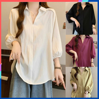 Áo sơ mi tay lửng nữ xu hướng 2025 bigsize công sở, áo dáng rộng che khuyết điểm body thoải mái tay lỡ đi chơi SM20
