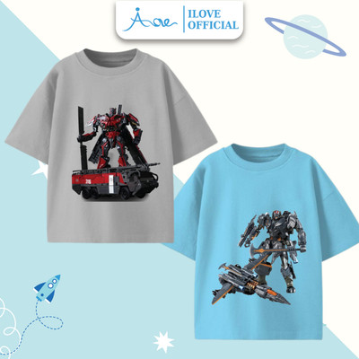 [MỚI] Áo thun cộc tay cho bé trai AORE, Áo phông tay ngắn in hình ROBOT cực ngầu , chất liệu cotton thoáng mát 9-35kg
