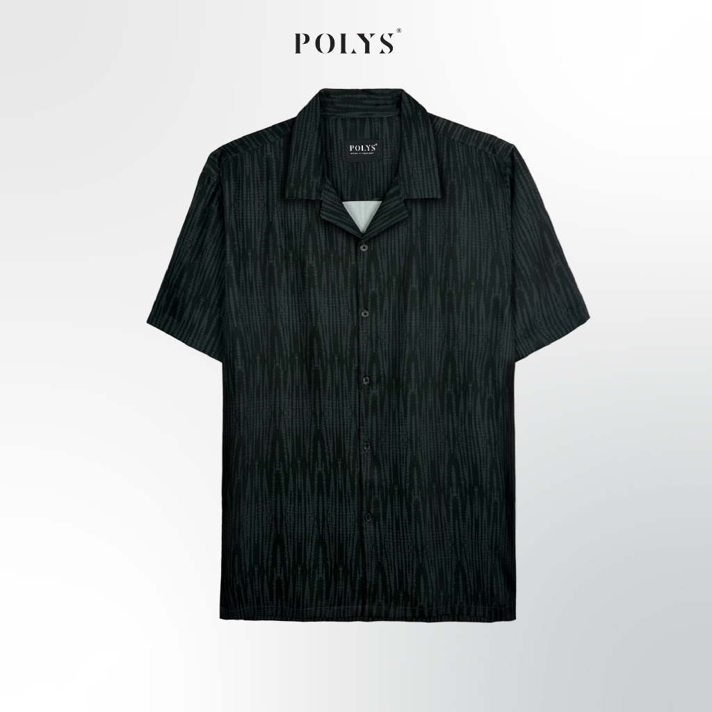 Áo sơ mi nam POLYS, Vải Lụa co giãn 4 chiều, mềm mịn, thoáng khí Sơ Mi Họa Tiết BLACK STRIPE