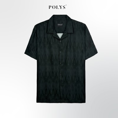 Áo sơ mi nam POLYS, Vải Lụa co giãn 4 chiều, mềm mịn, thoáng khí Sơ Mi Họa Tiết BLACK STRIPE