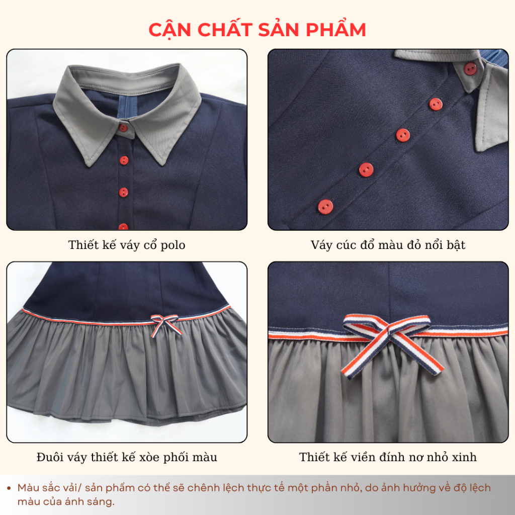 Đầm thiết kế BIGSIZE Mèo Ú váy cổ sơ mi cộc tay cúc đỏ đuôi váy xoè đính nơ tiểu thư 5340 | BigBuy360 - bigbuy360.vn