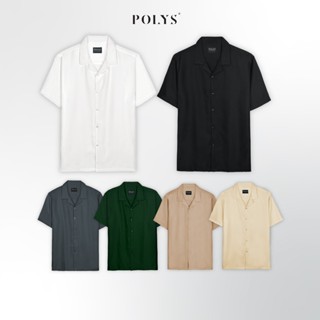Áo sơ mi nam POLYS, Vải Chéo Thái 6 Màu dày dặn. Áo sơ mi tay ngắn Cổ Vest CUBAN SHIRT