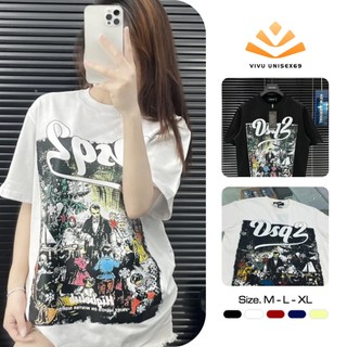 Áo Thun Nam Nữ DSQ2 in hoạt họa Highclub, áo phông unisex cháy phố cực chất