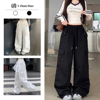 Quần Jogger Nam Nữ, Quần Ống Rộng Unisex Túi Hộp Vải Tuyết Mưa Phối Cúc Đơn Giản URBAN DUO