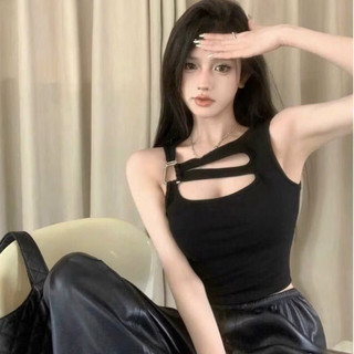  Áo nữ CRT 2 dây bản to ôm Body phối Cổ xích Sexy cá tính phong cách tỉ tỉ Trung mã A89 