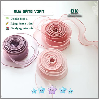 Ruy băng voan viền sóng đuôi cá nhiều màu thắt nơ rộng 4cm dài 10 mét