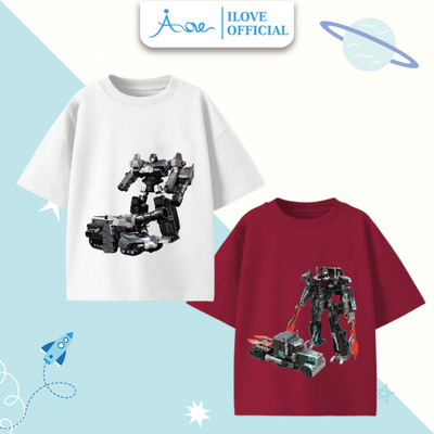 [MỚI] Áo thun cộc tay cho bé trai AORE, Áo phông tay ngắn in hình ROBOT siêu ngầu, chất liệu cotton thoáng mát 9-36kg