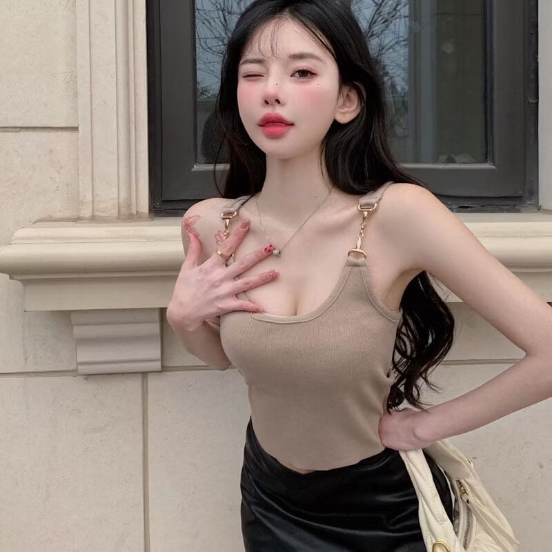 Áo Croptop nữ ôm Body 2 dây hở móc xích hở ngực Sexy CÓ MÚT cực keo A174