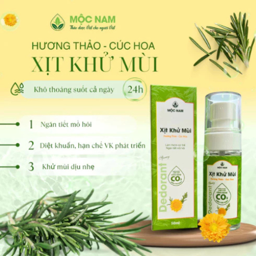 Xịt khử mùi Mộc Nam - Chiết xuất hương thảo cúc hoa ngăn tiết mồ hôi - 50ml - HC