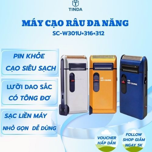Máy Cạo Râu Nam Mini Đa Năng- Pin Siêu Bền – Cạo Êm Không Rát – Có Tông Đơ – Sạc Liền Máy