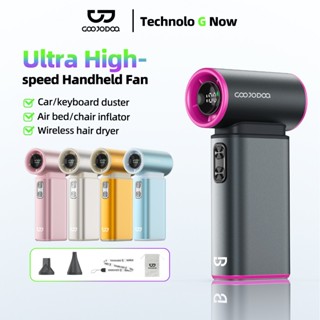 Quạt cầm tay mini GOOJODOQ 6000mah Quạt Turbo tốc độ cực cao có màn hình LED Hai vòi phun gió