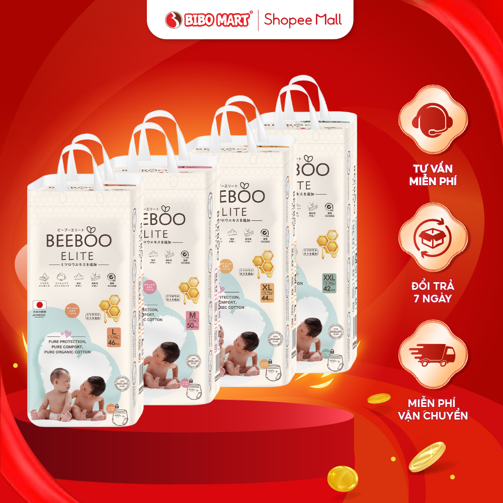  Tã Dán Beeboo Elite Bỉm Quần Chất Liệu Cao Cấp Mềm Mại Lõi Thấm Vách Ngăn Chống Tràn An Toàn Cho Da Bé - Bibomart 
