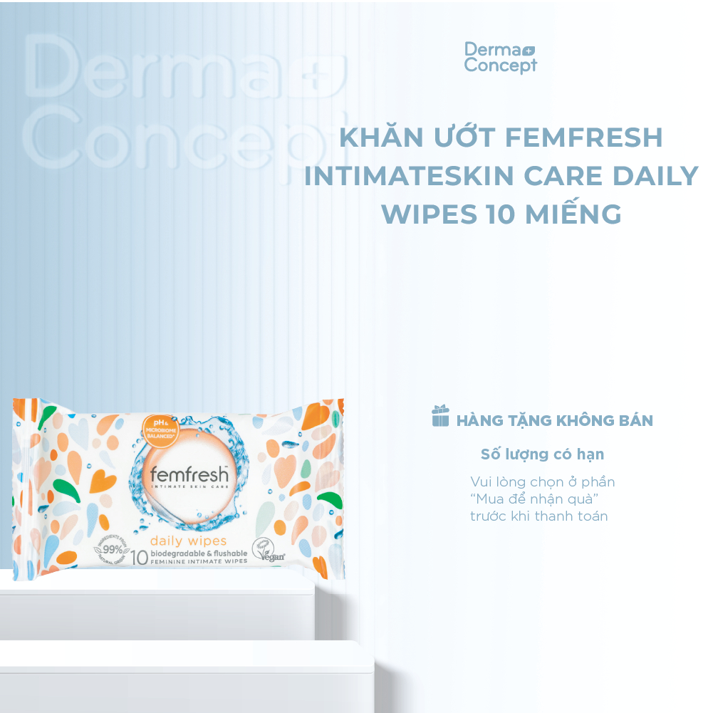 [QUÀ TẶNG KHÔNG BÁN] Khăn ướt Femfresh Intimate Skin Care Daily Wipes 10 miếng