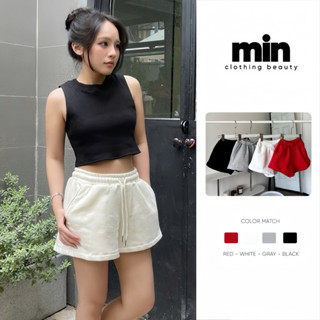 |MIN CLOTHING| (Ảnh thật) Quần sort nỉ bông nữ lưng cao năng động cá tính