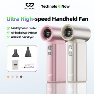 Quạt turbo siêu tốc GOOJODOQ 6000mah 23m/s có màn hình LED hai vòi phun gió quạt mini ba trong một