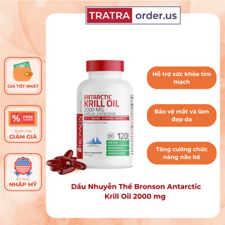 Dầu Nhuyễn Thể Bronson Antarctic Krill Oil 2000 mg bổ sung Omega-3 EPA/DH
