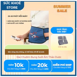 Freeship Đai Chườm Nóng Thảo Dược Thêu Tay Giảm Đau Lưng, Eo , Bụng Thiết Kế Điện Sưởi Có Điều Khiển
