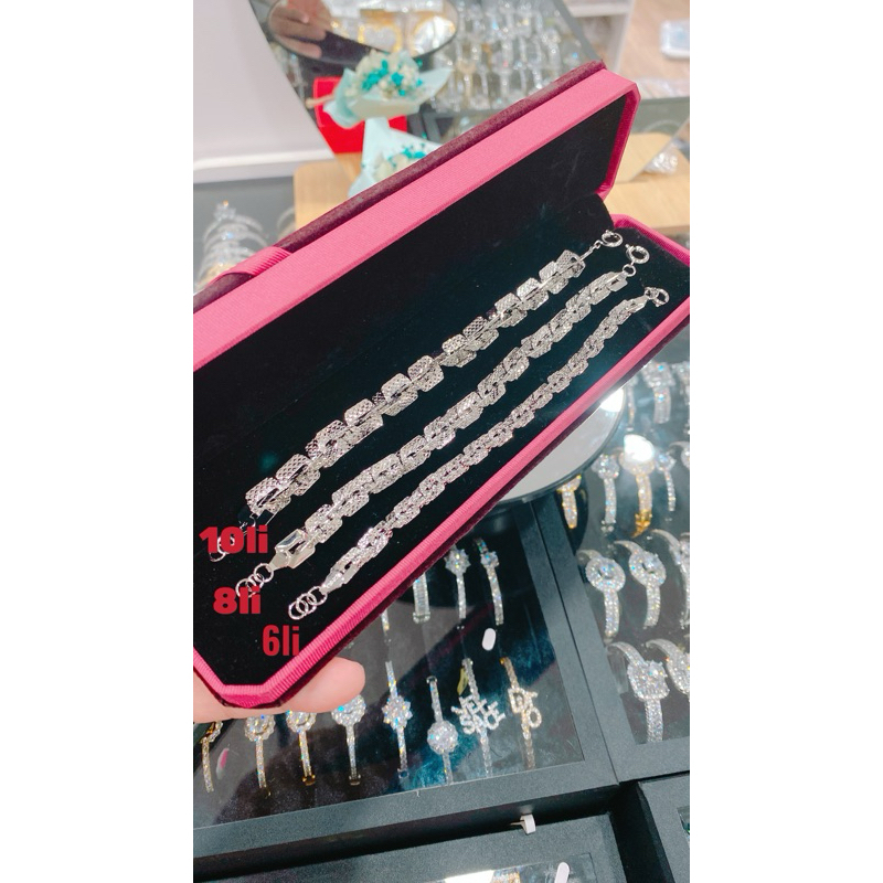 Lắc tay xoắn vuông mạ bạch kim có kí Hiệu  Kim Xoàn Jewelry