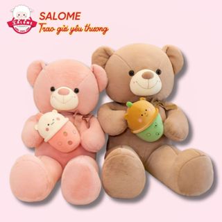 Gấu bông tedđy ôm bình sữa  dễ thương cute 60cm-1m4 SALOME, thú bông teddy  khổng lồ ôm ngủ