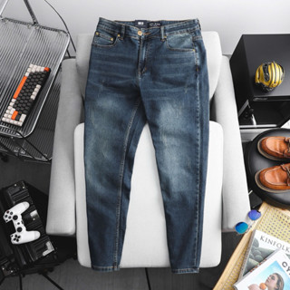 Quần jean nam xanh đậm trơn VNXK dư xịn dáng slimfit ôm vừa jean co giãn chất bò cao cấp