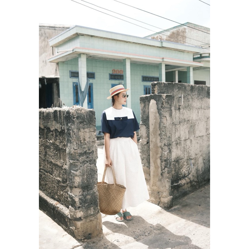 Áo Maison Leenaa xanh than nơ xinh - Size XS [PASS]