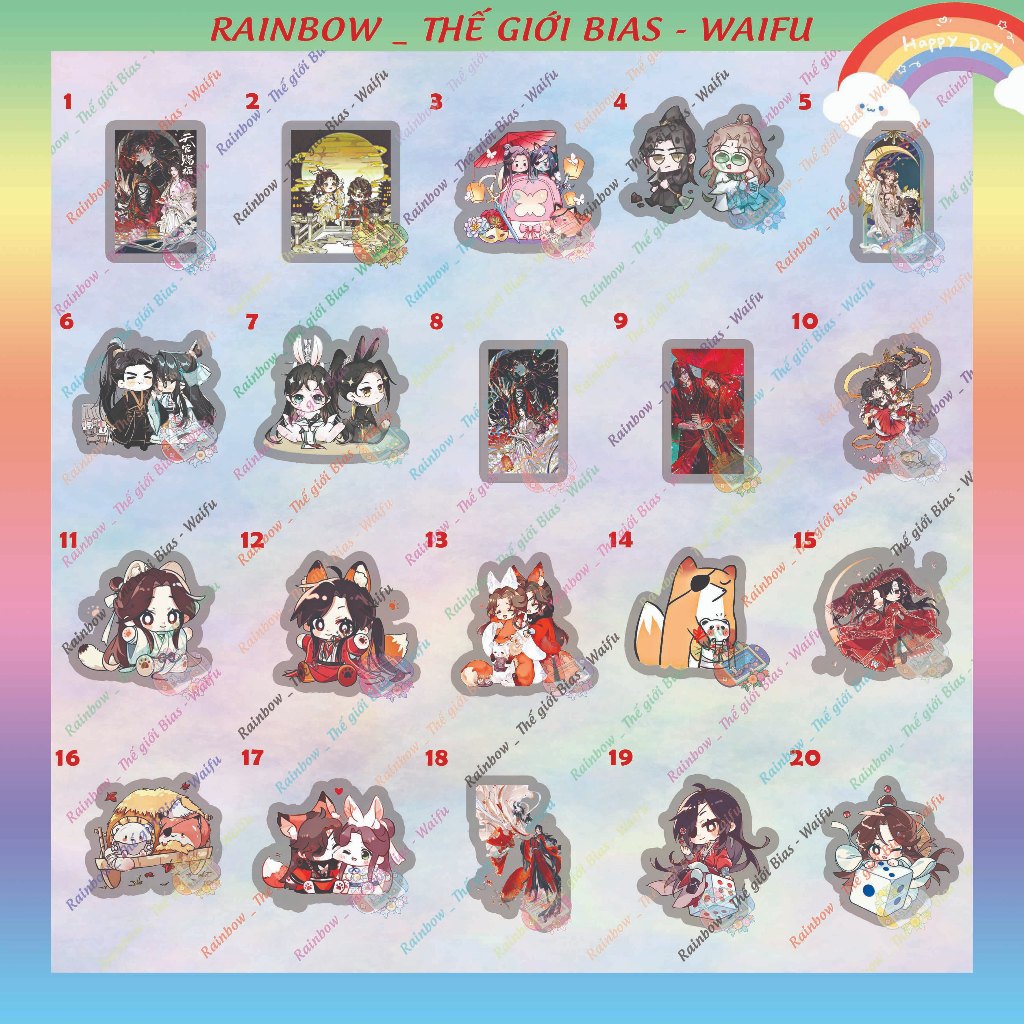 Ghim cài áo mica Heaven Official's Blessing, nhẫn acrylic Thiên quan tứ phúc manhua bl