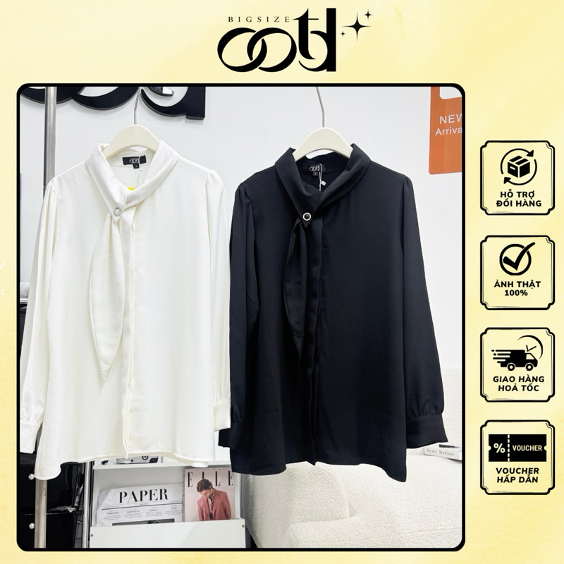 OOTD BIGSIZE - Áo sơ mi bigsize nữ công sở nơ rút