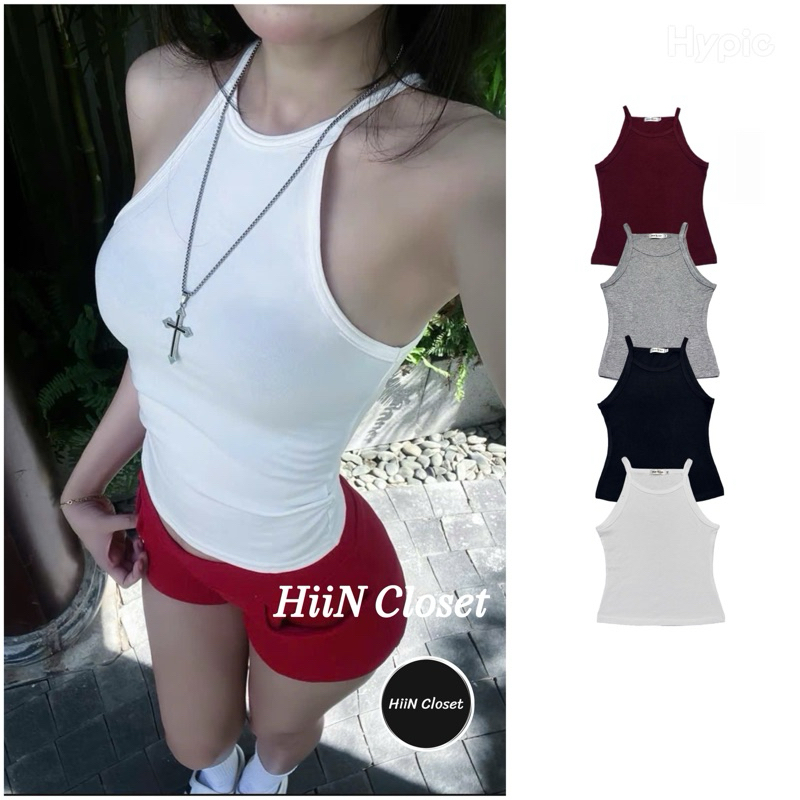 Áo 2 dây cổ yếm chất zip co giãn mềm mịn - Fom ôm body mặc cực xinh HiiNCloset -130 | BigBuy360 - bigbuy360.vn