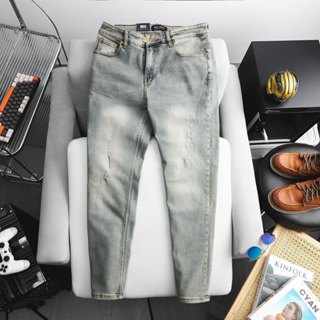  Quần jean nam bụi xước cao cấp xuất xịn chất bò co giãn slimfit ôm dáng màu bạc 