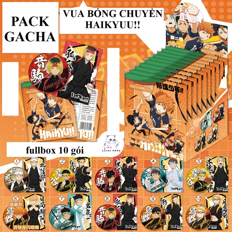 [SẴN] NEW Pack nhân phẩm Vua bóng chuyền Haikyuu | Combo huy hiệu 75mm và thẻ card fullbox Blindbox 