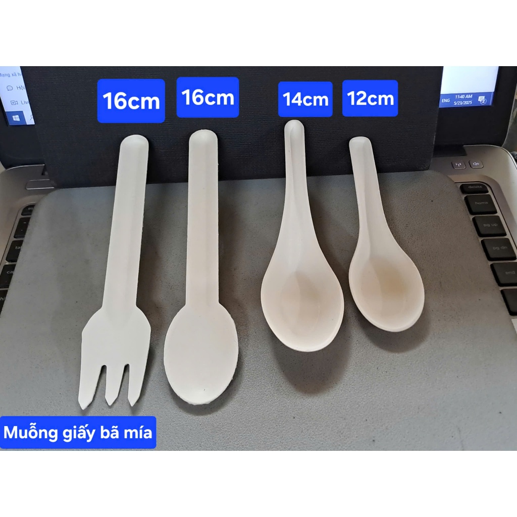 Muỗng giấy bã mía  (10 cái/ 1 túi) dùng 1 lần.
